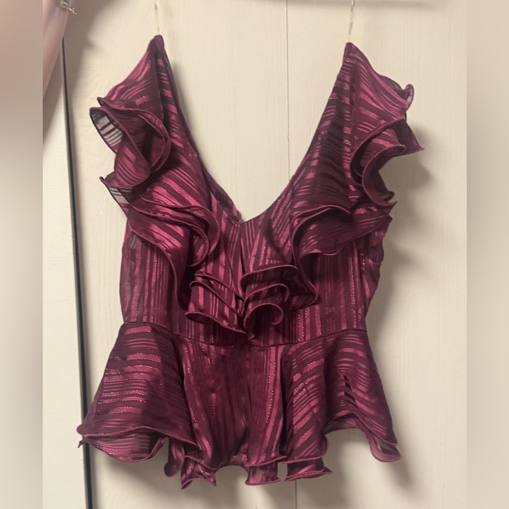 Elegant NWT Blāshe Burgundy Ruffled Women's Top